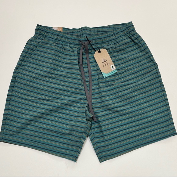 prAna Metric E Waist Men's XXL 8" Quick Dry UPF 50+ Boardshort Stretch Stripe - Picture 1 of 15